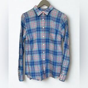 J.CREW Factory 100% Cotton The Perfect Shirt Pastel Plaid Button Down Shirt Sz M